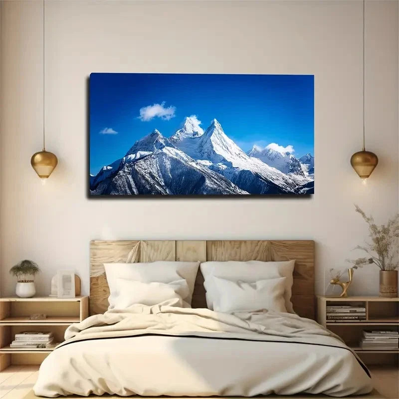 Majestic Snow-Capped Wall Art Canvas Office Home Room Framed 120x60cm