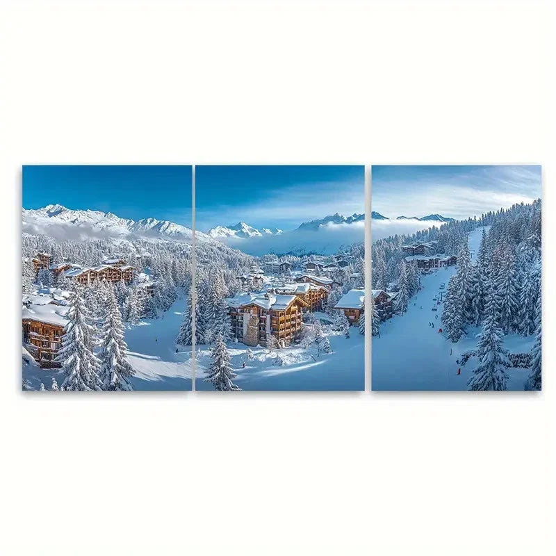 3pcs Charm of Courchevel La Croisette RT  Wall Art Set Canvas Framed 60x90cm - High Quality Print 100% Australian Made Wall Canvas Ready to Hang - Bella Home Decor