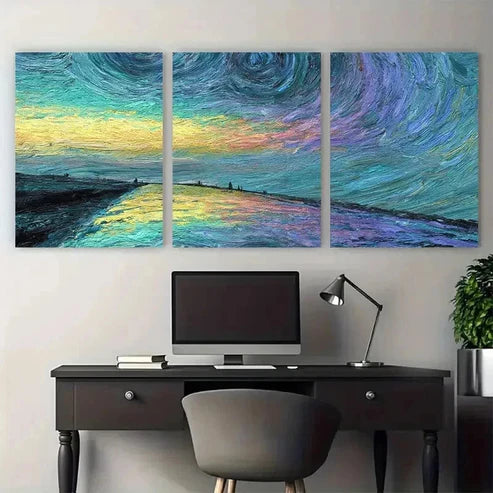 3pcs Starry Night Landscape Wall Art Set Canvas Unframed - High Quality Print 100% Australian Made Wall Canvas