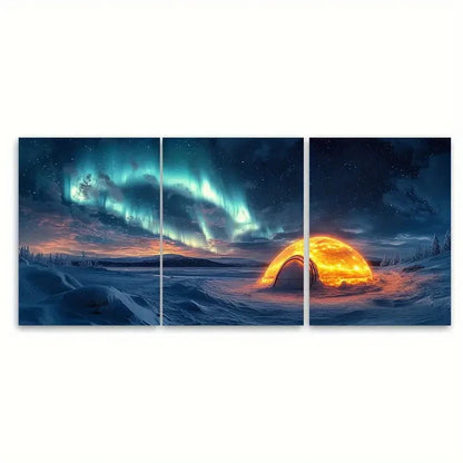 3pcs Aurora Borealis Canvas Print Northern Wall Art Set Canvas Framed 60x90cm - High Quality Print 100% Australian Made Wall Canvas Ready to Hang - Bella Home Decor