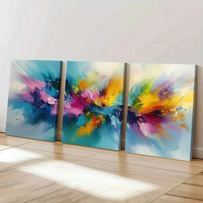 3pcs Colorful Palette Dynamic Composition Wall Art Set Canvas Framed 50x70cm - High Quality Print 100% Australian Made Wall Canvas Ready to Hang - Bella Home Decor