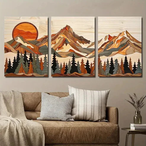 3pcs Rural Nature Trees Scenery Wall Art Set Canvas Unframed - High Quality Print 100% Australian Made Wall Canvas