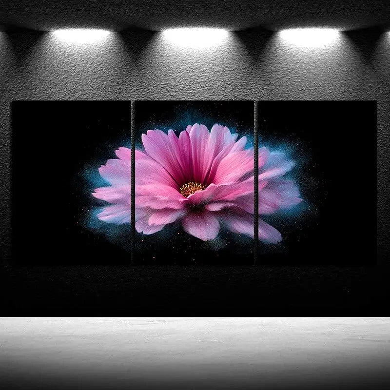 3pcs Colorful Flowers Purple Themed Metal Print Ready to Hang Art - Bella Home Decor