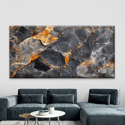 Black Marble Texture Gold Veins Wall Art Canvas Office Home Room Framed 120x60cm