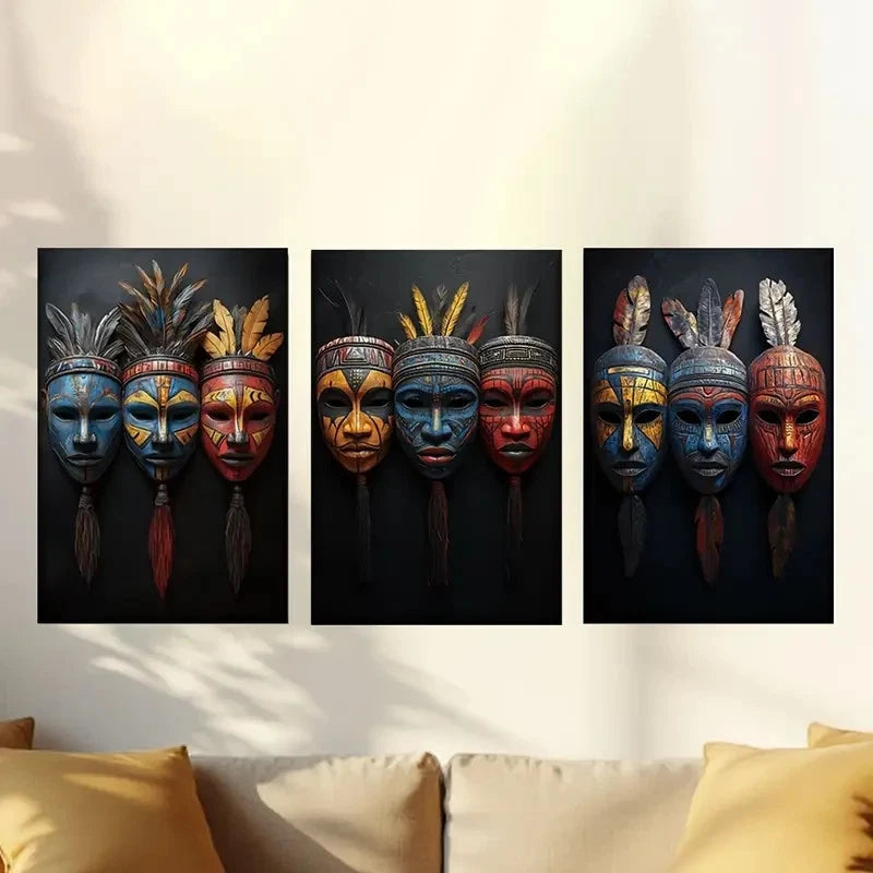 3pcs mask Wall Art Set Canvas Framed 40x60cm - High Quality Print 100% Australian Made Wall Canvas Ready to Hang