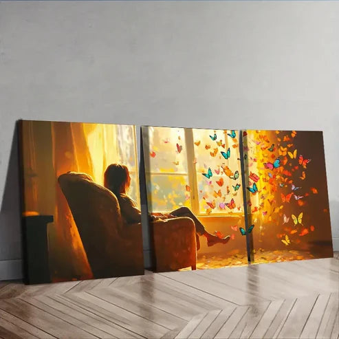 3pcs Modern Contemporary, Butterflies Wall Art Set Canvas Unframed – High Quality Print 100% Australian Made Wall Canvas
