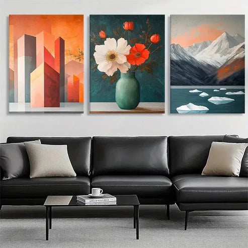 3pcs Modern Abstract Shapes Nature Perfect Wall Art Set Canvas Unframed - High Quality Print 100% Australian Made Wall Canvas