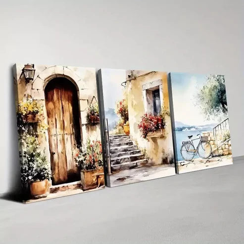 3pcs Peaceful Watercolor Elegant Countryside Wall Art Canvas Unframed - High Quality Print 100% Australian Made Wall Canvas