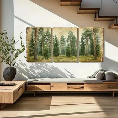 3pcs Rustic Forest Trees Landscape Wall Art Canvas Unframed - High Quality Print 100% Australian Made Wall Canvas
