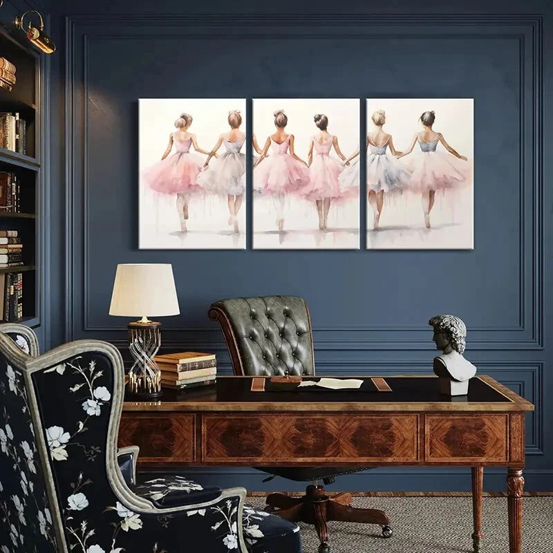 3pcs Ballet Dancers Watercolor Style Art Metal Print Ready to Hang Art - Bella Home Decor