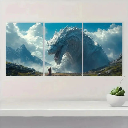 3pcs Fantasy Dragon Art Wall Art Set Canvas Framed 40x60cm - High Quality Print 100% Australian Made Wall Canvas Ready to Hang