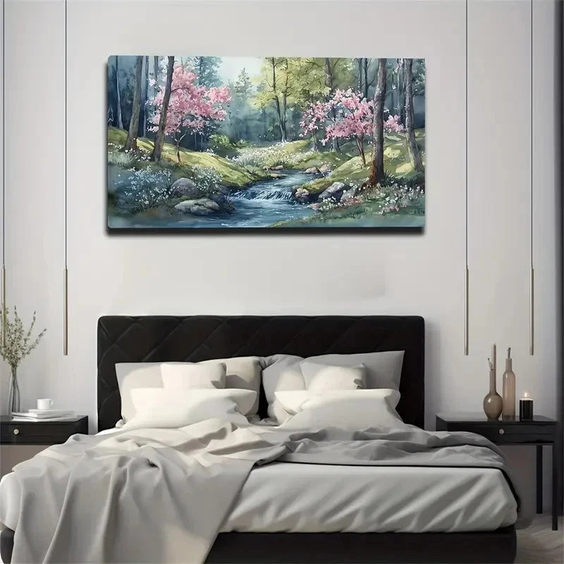 Flowers In the Outdoor Forest Wall Art Canvas Office Home Room Framed 120x60cm