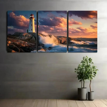 3pcs Lighthouse Sea Coastal Accent Metal Print Ready to Hang Art - Bella Home Decor