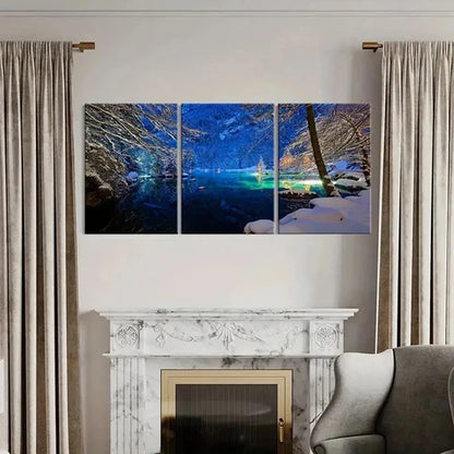 3pcs Snow Scene Nature Landscape Lake Wall Art Canvas Unframed - High Quality Print 100% Australian Made Wall Canvas