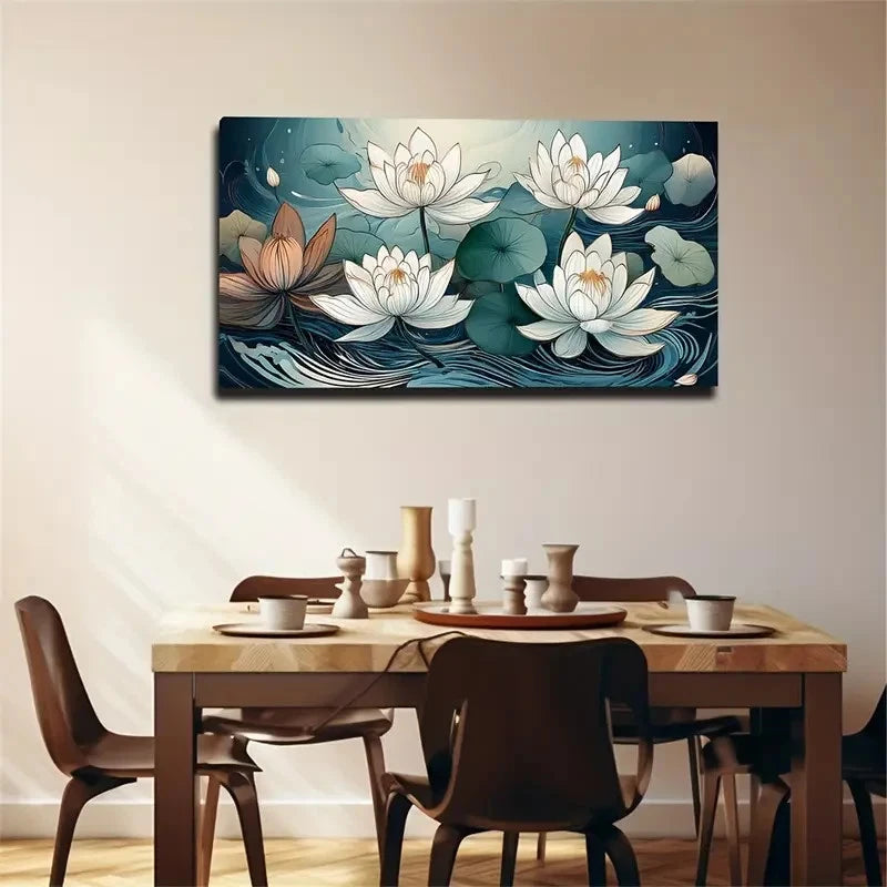 Elegant Fragrant For Lotus Wall Art Canvas Office Home Room Framed 120x60cm