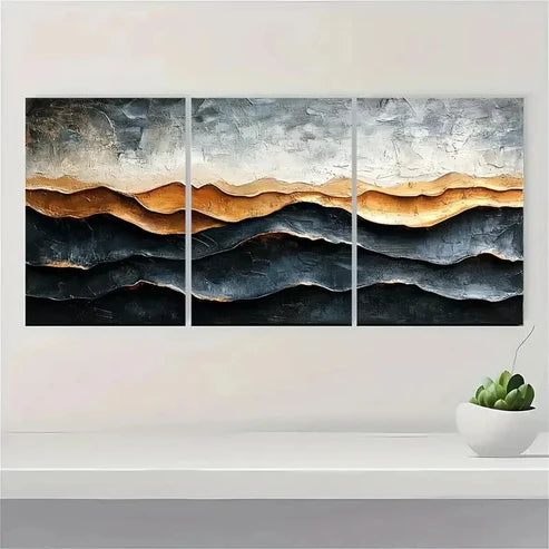 3pcs Brown Abstract Texture Art Wall Art Canvas Unframed - High Quality Print 100% Australian Made Wall Canvas - Bella Home Decor