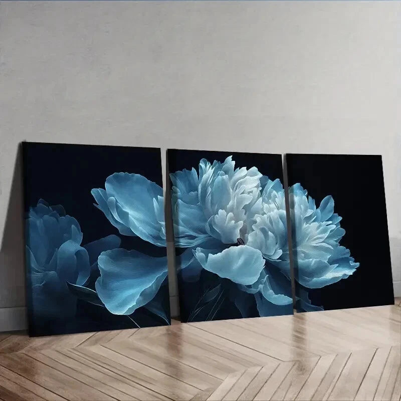 3pcs Featuring Large White Flowers Decoration Wall Art Set Canvas Framed 50x70cm - High Quality Print 100% Australian Made Wall Canvas Ready to Hang