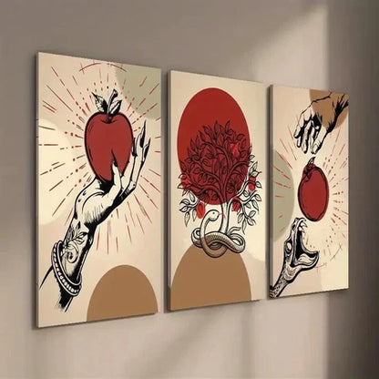 3pcs Abstract Plant and Tree Apple Tree  Wall Art Set Canvas Unframed - High Quality Print 100% Australian Made Wall Canvas - Bella Home Decor