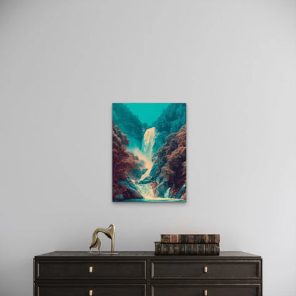 Nature Landscape Painting with Cyan Blue & Green Hues Metal Print Ready to Hang