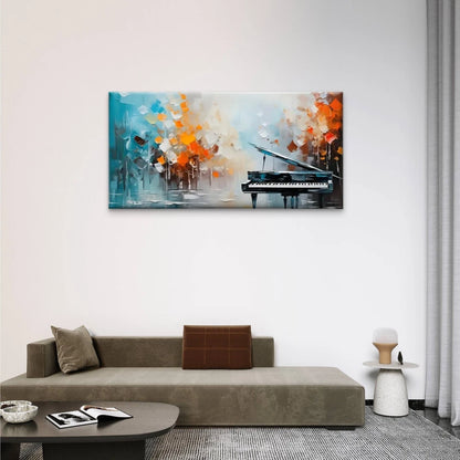 Piano Abstract Water Colors Wall Art Canvas Office Home Room Framed 120x60cm