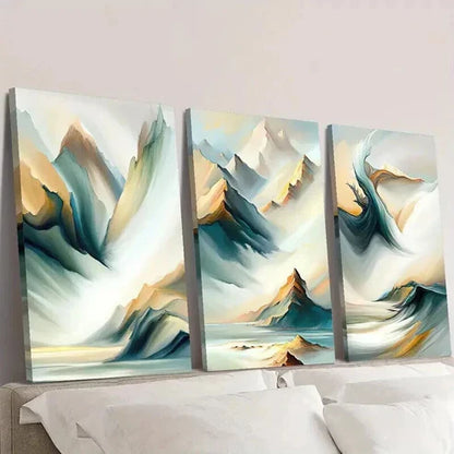 3pcs Fashionable Mountain Light Texture Wall Art Set Canvas Unframed - High Quality Print 100% Australian Made Wall Canvas
