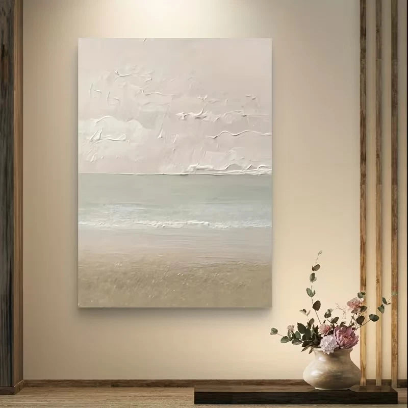 Abstract Pink & Blue Serene Seascape Metal Print Ready to Hang