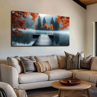 Misty Forest Suitable Wall Art canvas office home room framed 120x60cm - Bella Home Decor
