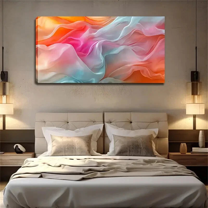 Blue And Other Soft Colors Flow Wall Art Canvas Office Home Room Framed 120x60cm - Bella Home Decor