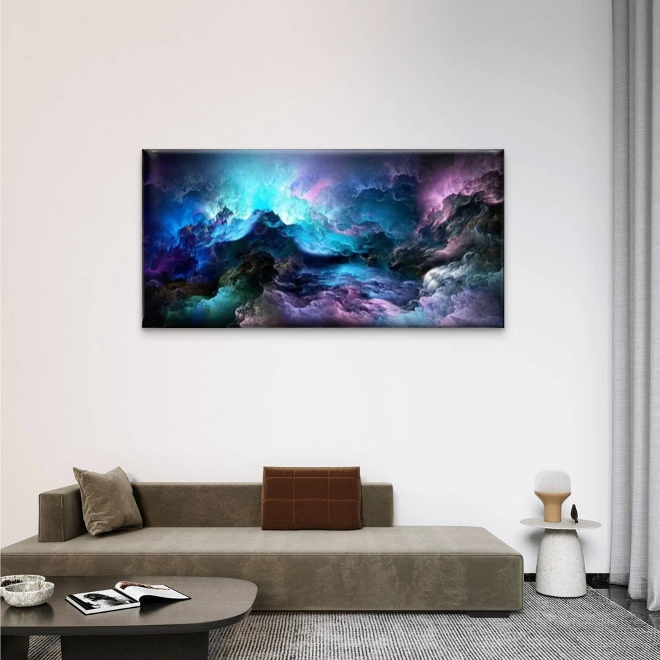 Colored Clouds Line Cosmic Wall Art Canvas Office Home Room Framed 120x60cm