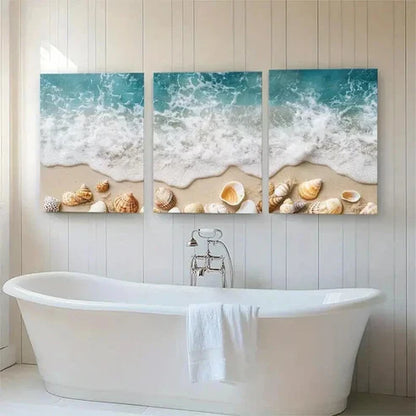 3pcs Coastal Beach Relaxing Nautical Wall Art Canvas Unframed - High Quality Print 100% Australian Made Wall Canvas - Bella Home Decor