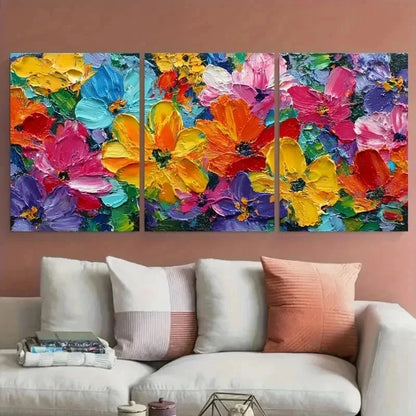 3pcs Abstract Sunflower Impasto Garden Perfect Wall Art Set Canvas Framed 40x60cm - High Quality Print 100% Australian Made Wall Canvas Ready to Hang - Bella Home Decor