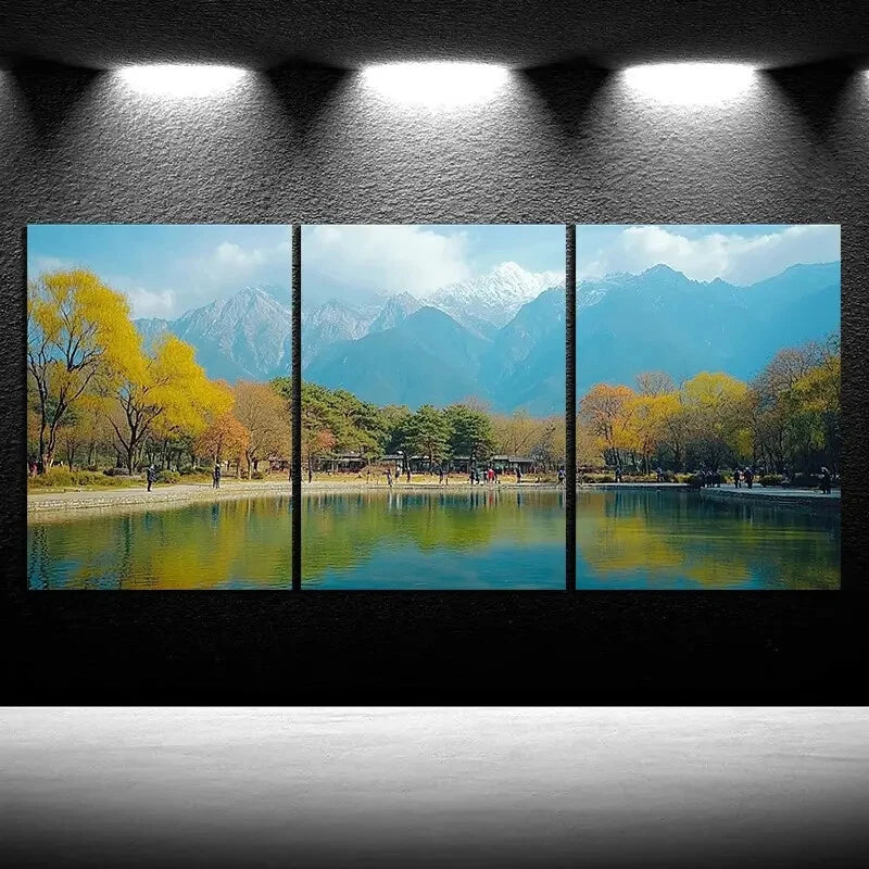 3pcs The Scenery On The Lake Nature Metal Print Ready to Hang Art - Bella Home Decor