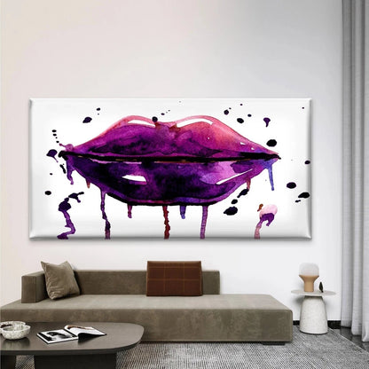 Black Lips And Red Blood Wall Art Canvas Office Home Room Framed 120x60cm