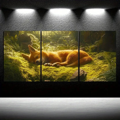 3pcs Sleeping Dog in the Forest Metal Print Ready to Hang Art - Bella Home Decor