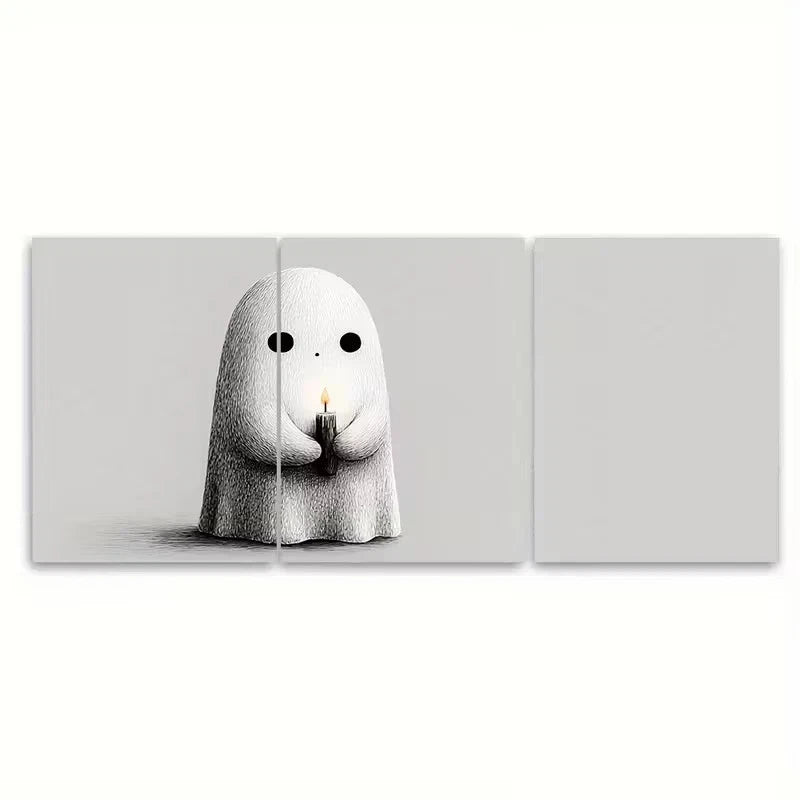 3pcs Cute Halloween Art Print Wall Art Set Canvas Framed 60x90cm - High Quality Print 100% Australian Made Wall Canvas Ready to Hang - Bella Home Decor