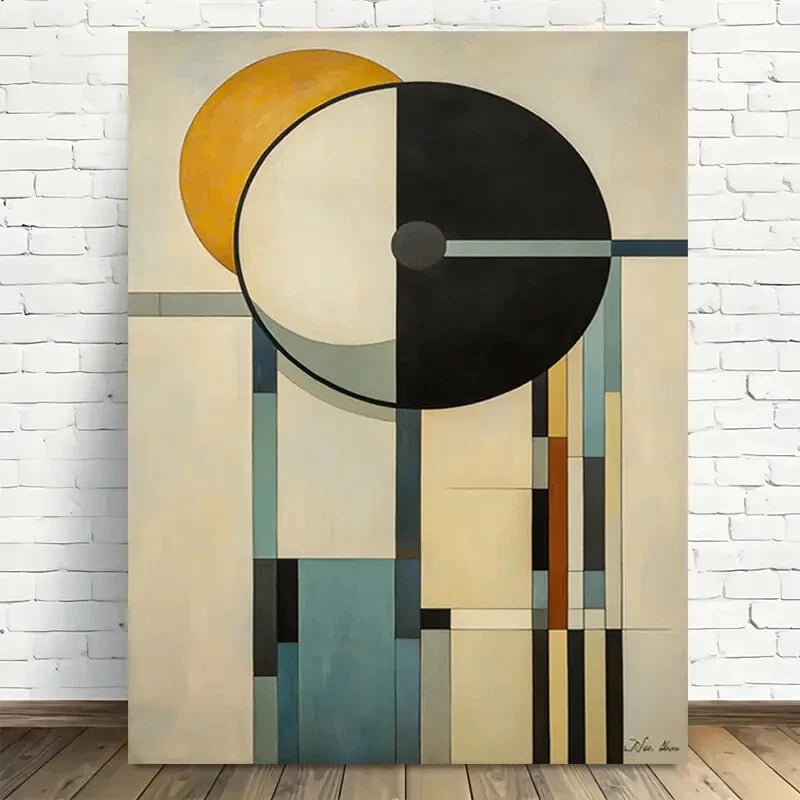 Beautiful Modern Abstract Geometric Vintage Painting 40x60cm Metal Print Ready to Hang - Bella Home Decor