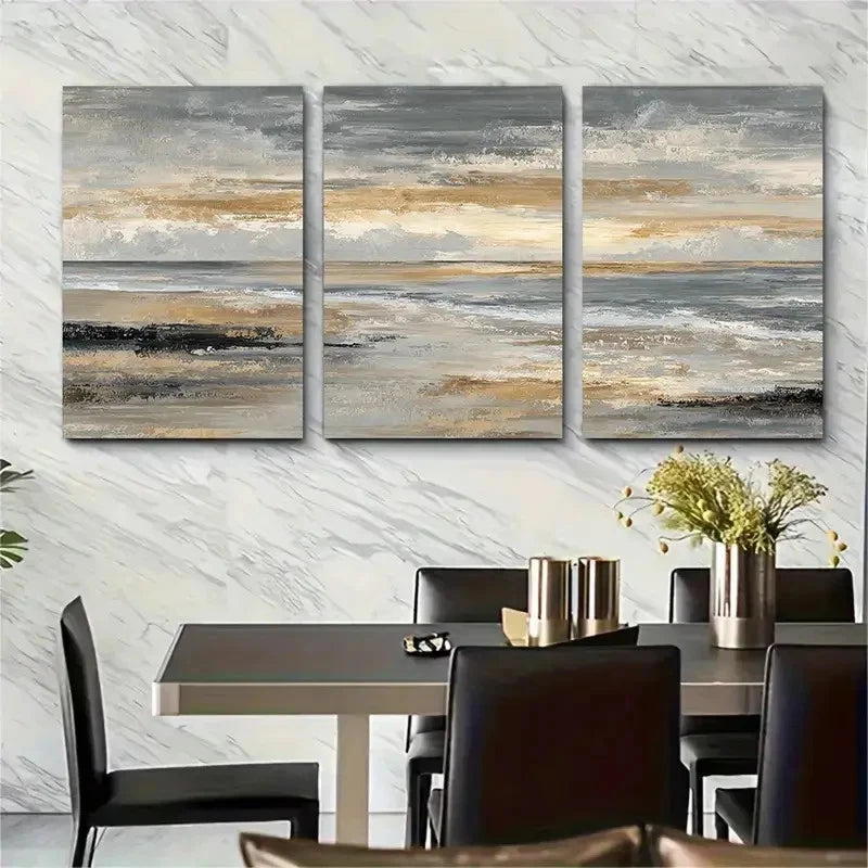 3pcs Sunset Beach Landscape Abstract Perfect Wall Art Set Canvas Framed 40x60cm - High Quality Print 100% Australian Made Wall Canvas Ready to Hang