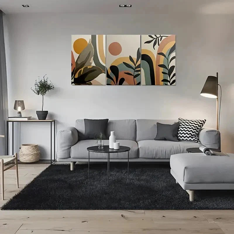 3pcs Modern Abstract Geometric Vibrant Color Metal Print Ready to Hang Art