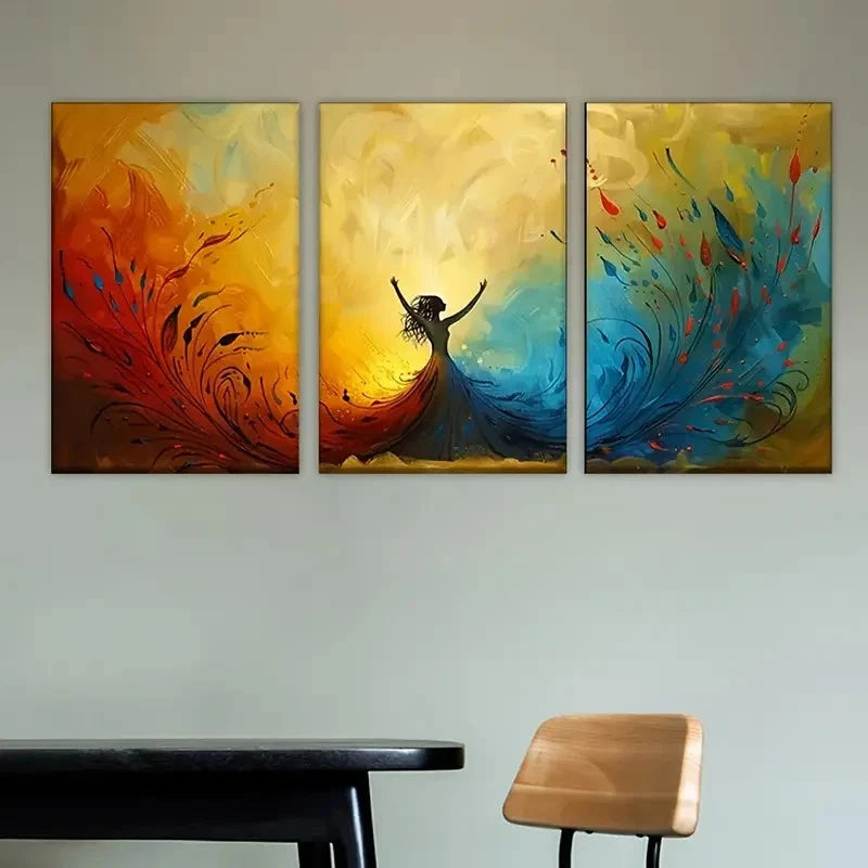 3pcs abstract painting abstract Wall Art Set Canvas Framed 50x70cm - High Quality Print 100% Australian Made Wall Canvas Ready to Hang - Bella Home Decor