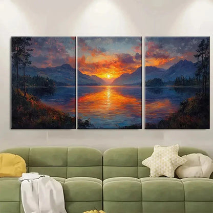 3pcs The Trossachs Loch Lomond Impasto Perfect Wall Art Set Canvas Framed 60x90cm - High Quality Print 100% Australian Made Wall Canvas Ready to Hang
