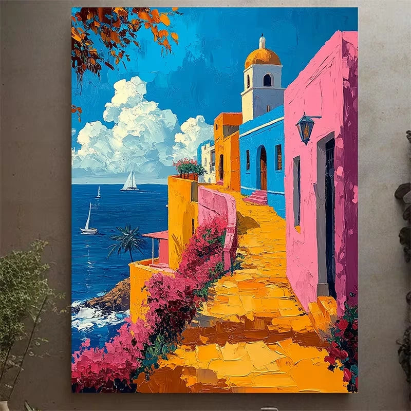Puerto Rico Inspired Old San Juan Landscape  60x90cm Metal Print Ready to Hang