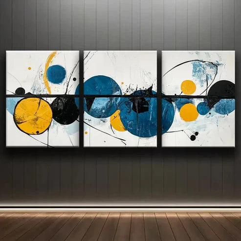 3pcs Abstract Blue and Black Modern Perfect Wall Art Set Canvas Unframed - High Quality Print 100% Australian Made Wall Canvas - Bella Home Decor