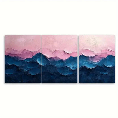 3pcs Navy Blue and Blush Pink RU   Wall Art Set Canvas Framed 50x70cm - High Quality Print 100% Australian Made Wall Canvas Ready to Hang