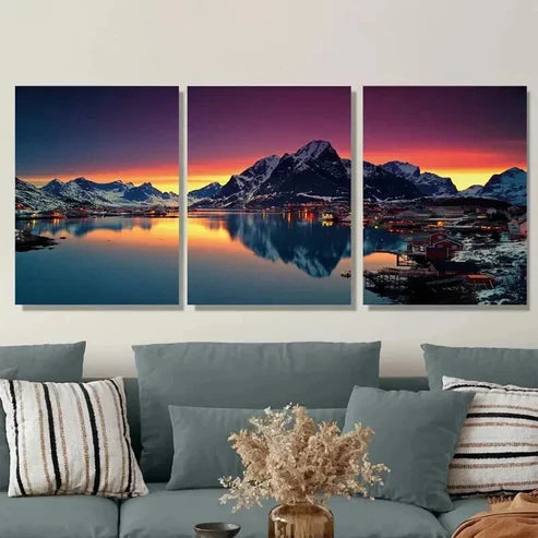 3pcs Scenic Mountain Sunset Landscape Modern Wall Art Set Canvas Unframed - High Quality Print 100% Australian Made Wall Canvas