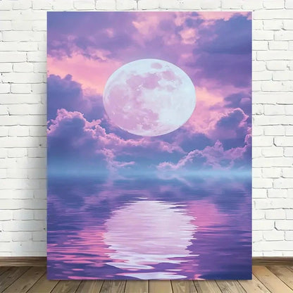 Beautiful Full Moon Serenity Painting 40x60cm Metal Print Ready to Hang - Bella Home Decor