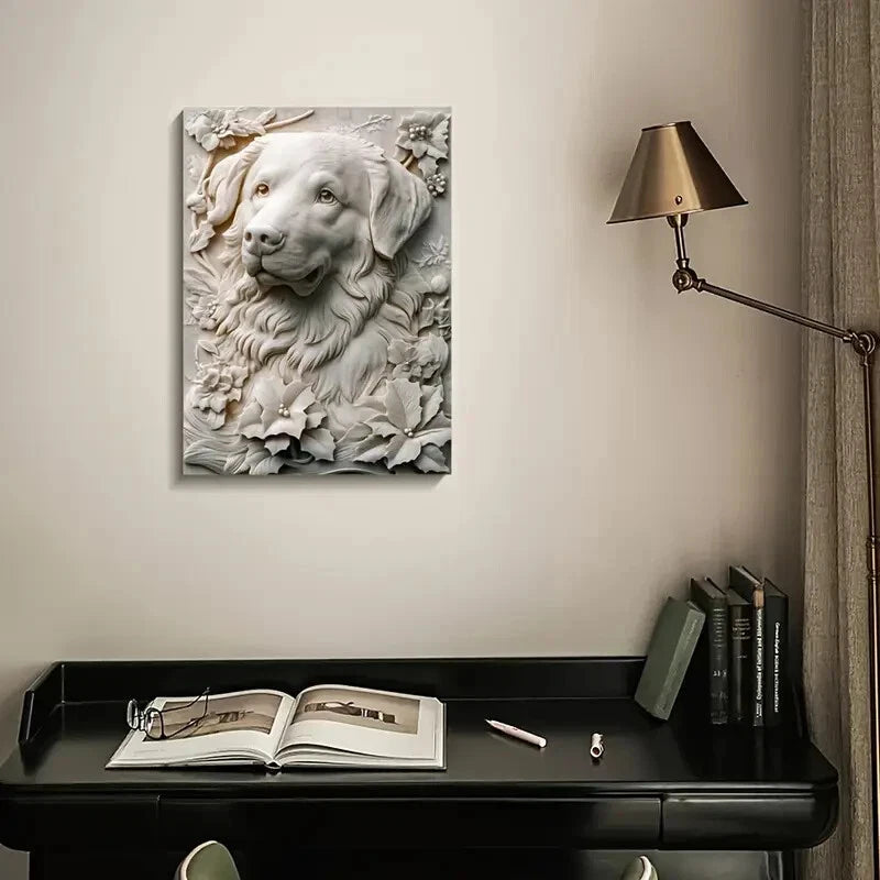 Great Pyrenees Heart Blossoms Painting 40x60cm Metal Print Ready to Hang - Bella Home Decor