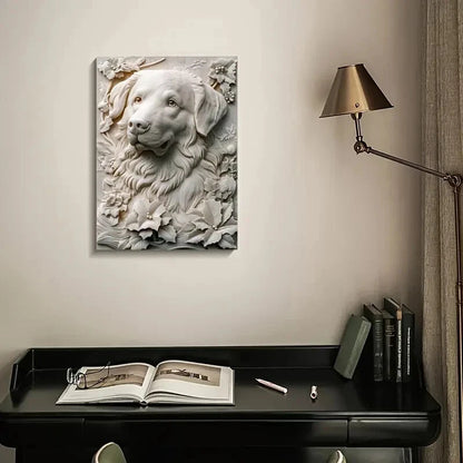 Great Pyrenees Heart Blossoms Painting 40x60cm Metal Print Ready to Hang - Bella Home Decor
