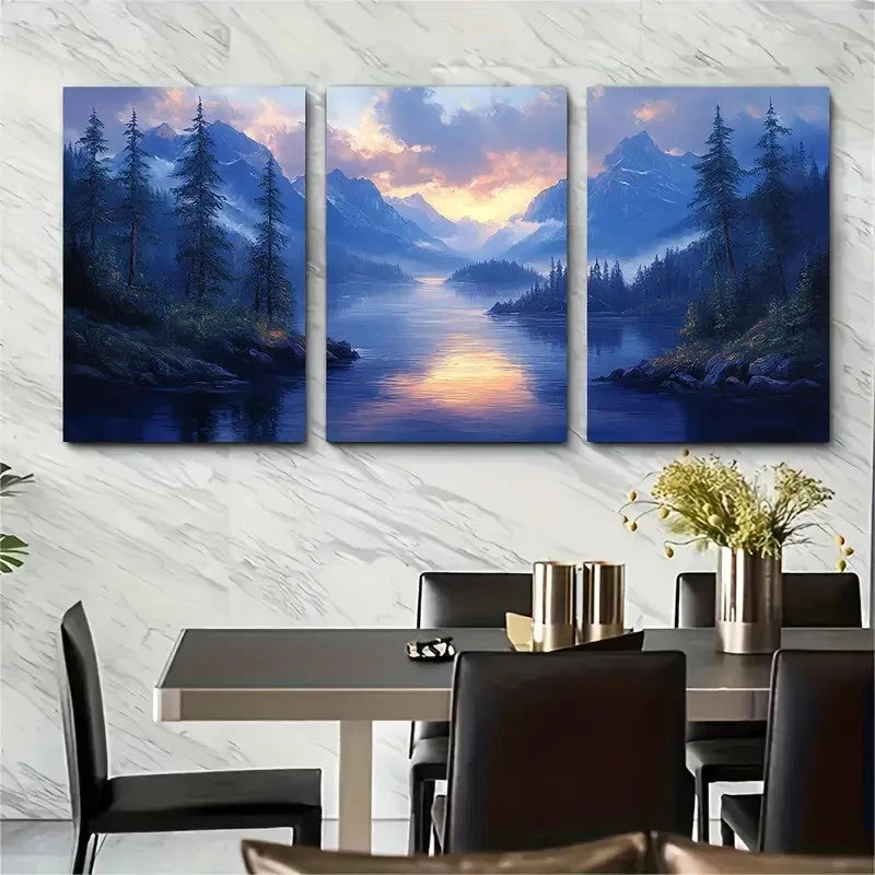 3pcs Columbia River Gorge Landscape Metal Print Ready to Hang Art - Bella Home Decor
