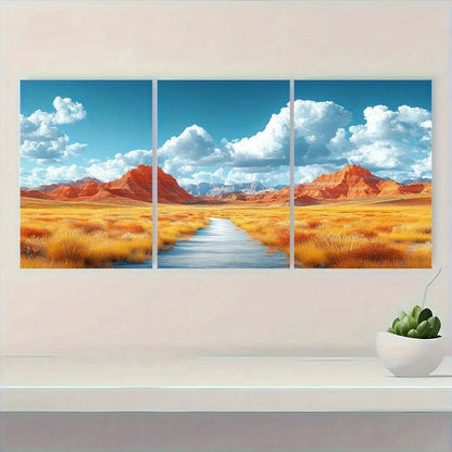 3pcs Badlands National Park Modern Style Metal Print Ready to Hang Art - Bella Home Decor