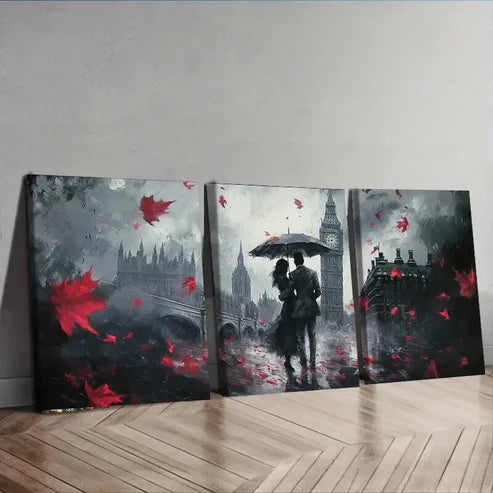 3pcs Romantic London Big Ben Dark Shadow Perfect Wall Art Set Canvas Unframed - High Quality Print 100% Australian Made Wall Canvas